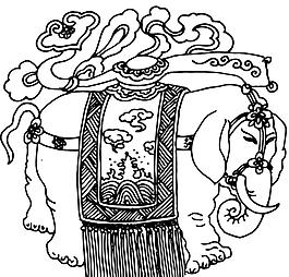 大象 民族服饰 矢量线