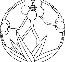 竹叶 花朵 矢量线图