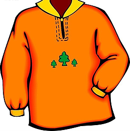 橙色调绿树图案外衣设计