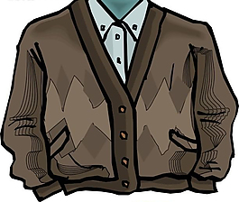 棕色调男款对襟开衫设计