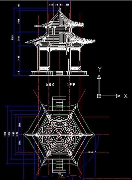 六角重檐亭大木结构施工图