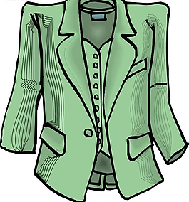 绿色调女款两件套西服设计