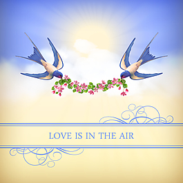 复古燕子与桃花背景矢量素材