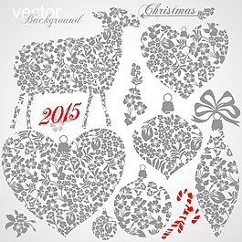 2015年7款花卉组合羊年图形素材