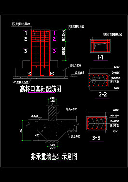 高杯口基礎詳圖&非承重牆