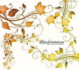 金黄色枫叶花纹装饰笔刷