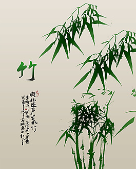 竹子移门素材玄关画