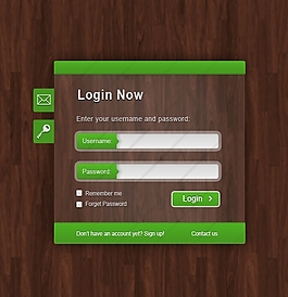 木纹底绿色登陆框UI