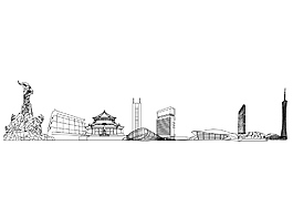 广州标志建筑线描图