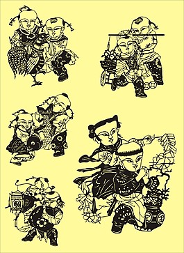 中国风人物剪纸素材