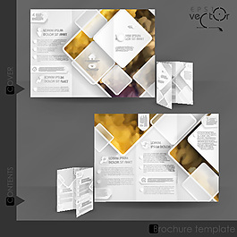 彩色水墨图案折页设计