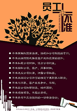创意设计员工十不准KT板挂板