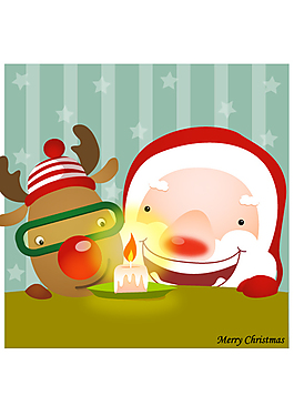 韩国素材圣诞老人与麋鹿