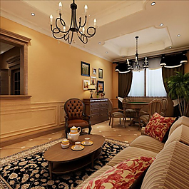 小型温馨客厅模型