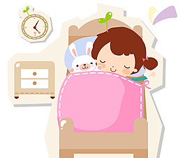 星猫女孩树下睡觉卡通矢量图熟睡的女孩剪贴画睡觉图片卡通梦幻女孩花