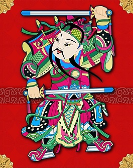 中国年画门神 秦琼