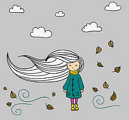卡通风中女孩插画