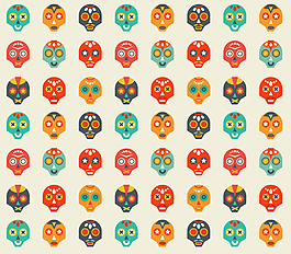 彩色骷髅头无缝背景矢量素材