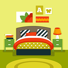 卡通卧室插画矢量素材