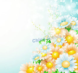 梦幻太阳菊背景矢量图