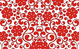红色花朵移门花纹