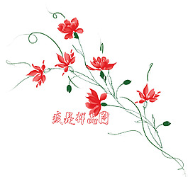 古风红花装饰设计矢量素材