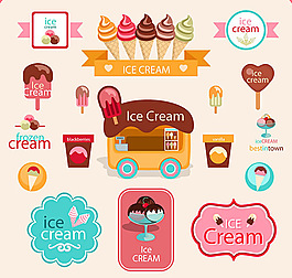 彩色冰淇淋标签矢量素材