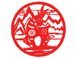 春节剪纸喝彩背景矢量素材