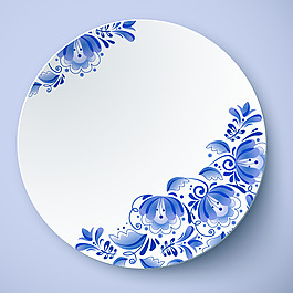 青花瓷盘子背景矢量素材