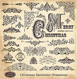 圣诞节复古花边矢量素材