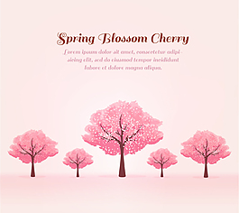 春季粉色樱花树