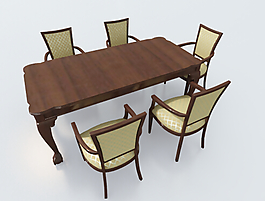 欧式餐桌组合3d模型下载