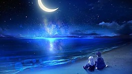 合成唯美星空海滩月亮