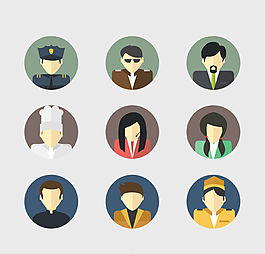9款圆形职业头像设计矢量素材.
