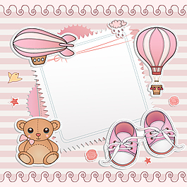 粉色婴儿元素卡片矢量素材.