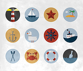 12款复古海洋元素标签矢量素材
