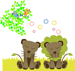 卡通草原狮子矢量素材