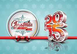 精致2015圣诞新年海报矢量素材.z