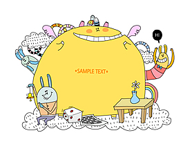 兔子怪兽插画矢量素材