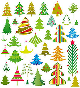 32种卡通圣诞树矢量素材