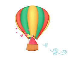 热气球爱心插画
