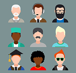 9款男性头像设计矢量素材