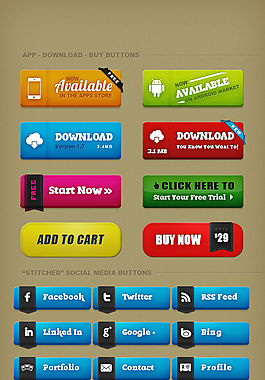 网页中按钮标签元素PSD素材