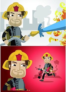 消防员灭火 矢量