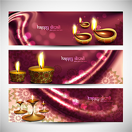 精美油灯万灯节横幅设计