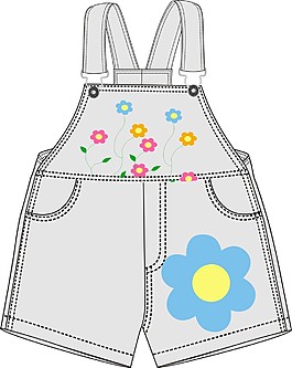 儿童背带裤款式图cdr格式矢量图免费下载