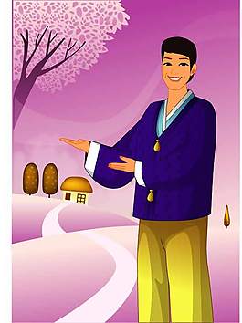 紫色背景男子图