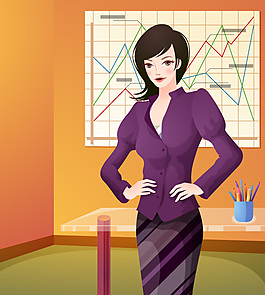 现代商务女性矢量图
