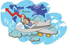 飞机上的男孩插画图