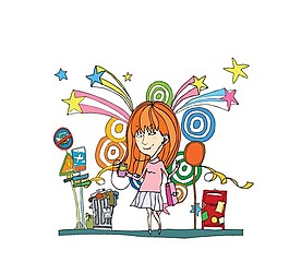 女孩插画矢量图